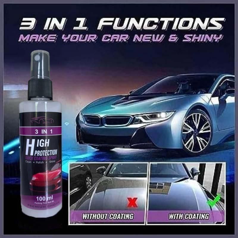 3 in 1 High Protection Quick Car Ceramic Coating Spray - Car Wax Polish Spray (Pack of 1)